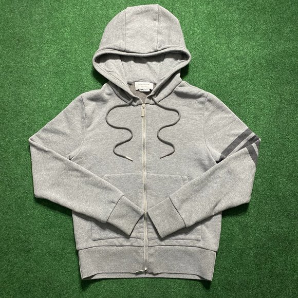 Thom Browne Zip-Up 4-bar Hoodie Gray Size